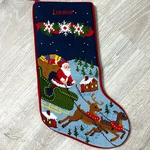 LLBean Needlepoint Christmas Stocking personalized Louise